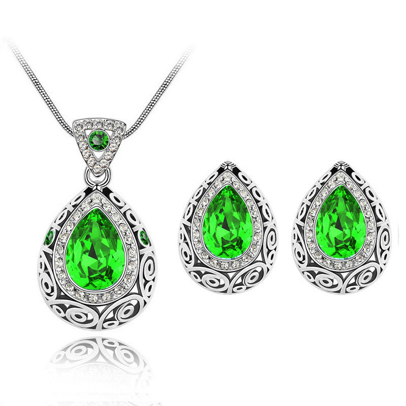 Austria crystal guard water droplet Necklace Green