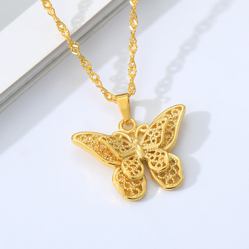 Gold Cutout Butterfly Necklace