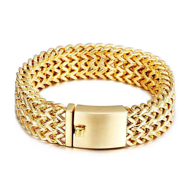 Titanium Steel Bracelet Simple, Stylish and Generous Plating 18K Gold Gold