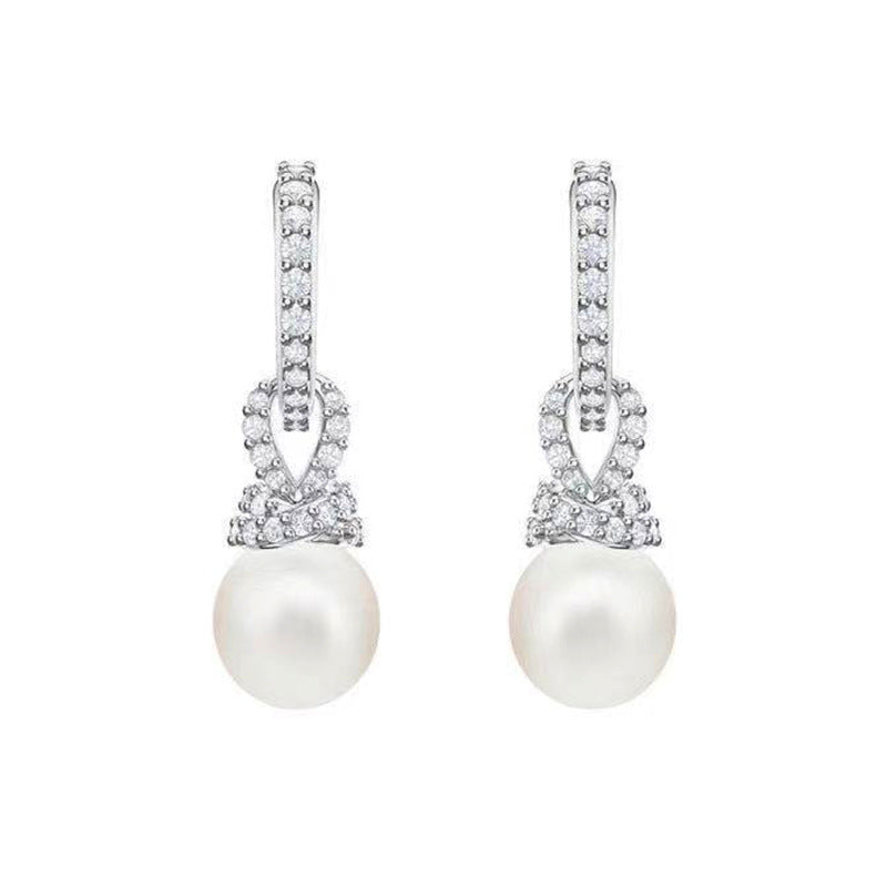 Elegant Temperament, All-Match, A More Elegant And Intellectual Pearl Jewelry With Diamonds Earrings 2