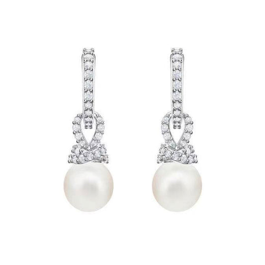 Elegant Temperament, All-Match, A More Elegant And Intellectual Pearl Jewelry With Diamonds Earrings 2