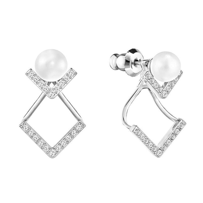 Elegant Temperament, All-Match, A More Elegant And Intellectual Pearl Jewelry With Diamonds Earrings 1 silver