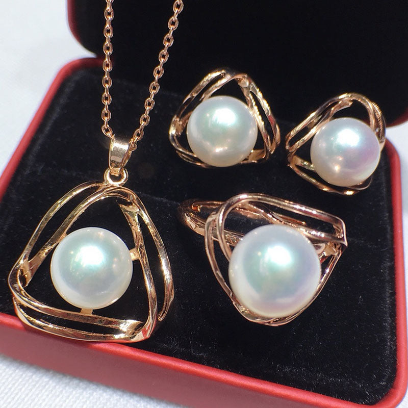 Three-Piece Jewelry Pendant Ring Earrings