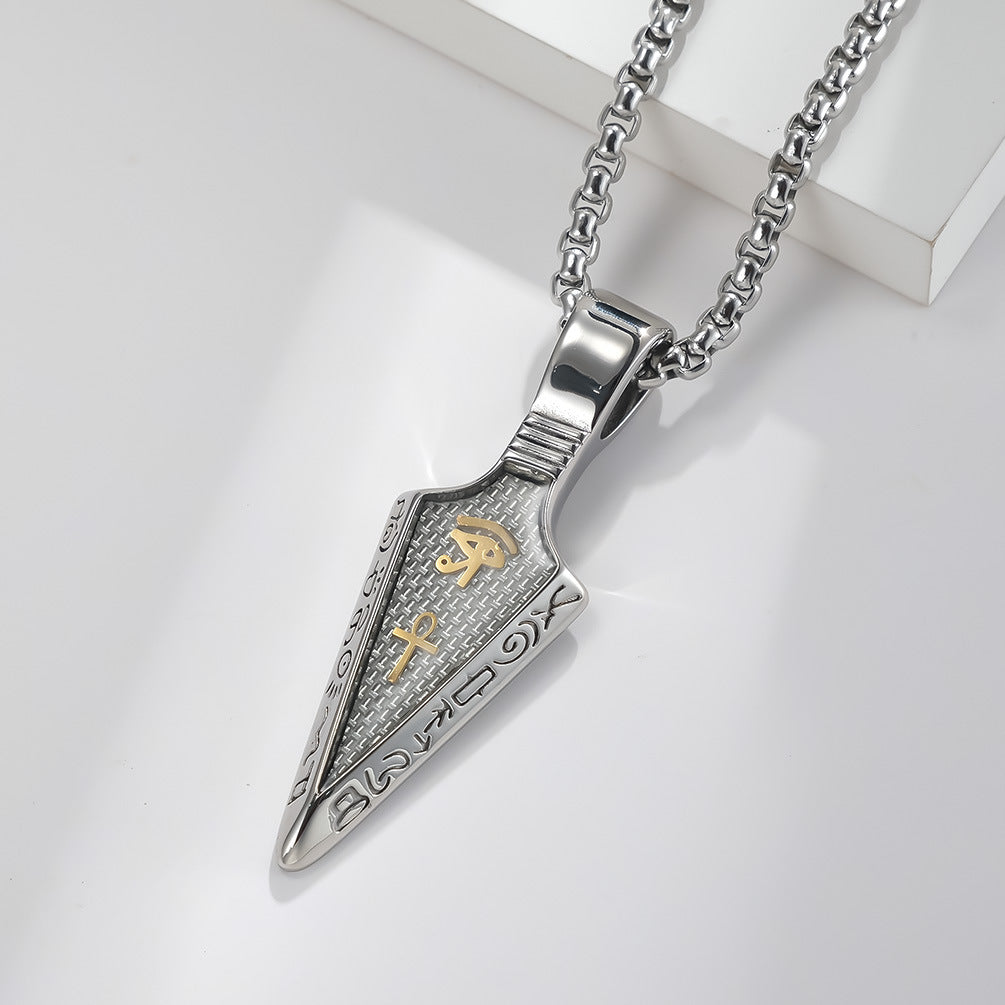 Horus Eye Anka Spearhead Stainless Steel Necklace