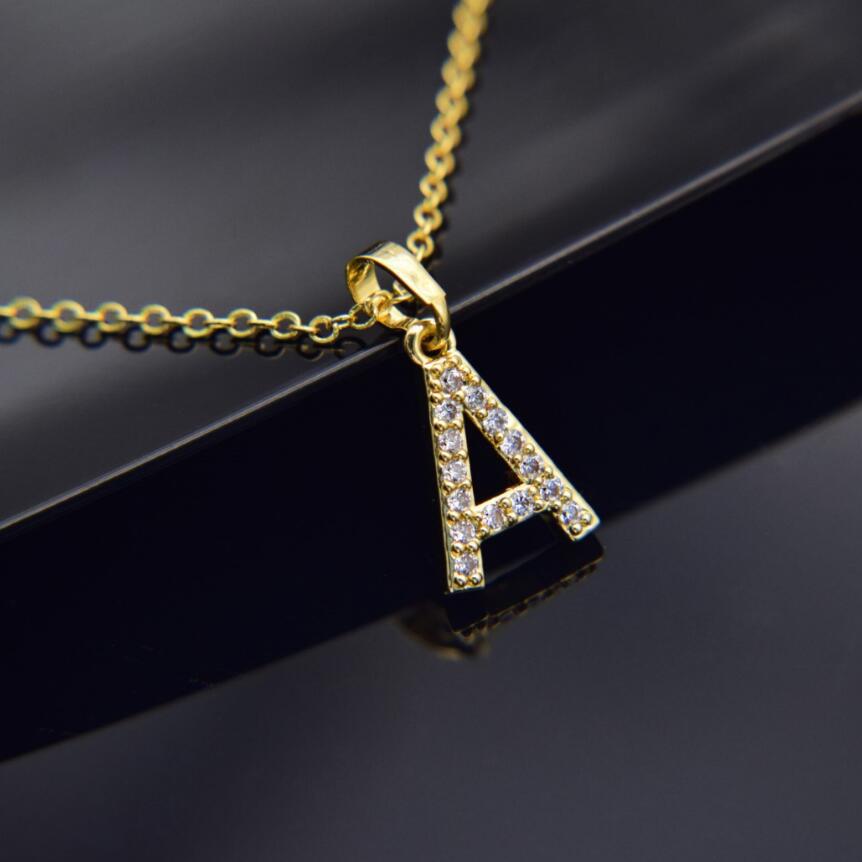 Gold-plated brass necklace Letter A