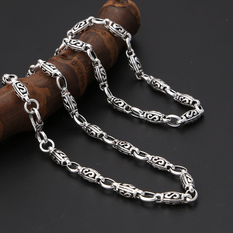 Ornament Classic Popular Letter S Pattern Vintage Thai Silver Men's And Women's Necklaces Length 65cm 925 Silver