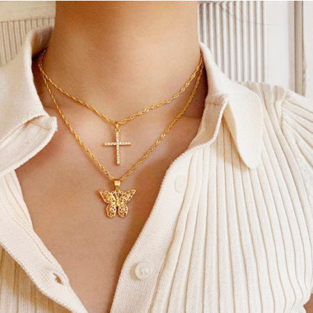 Gold Cutout Butterfly Necklace