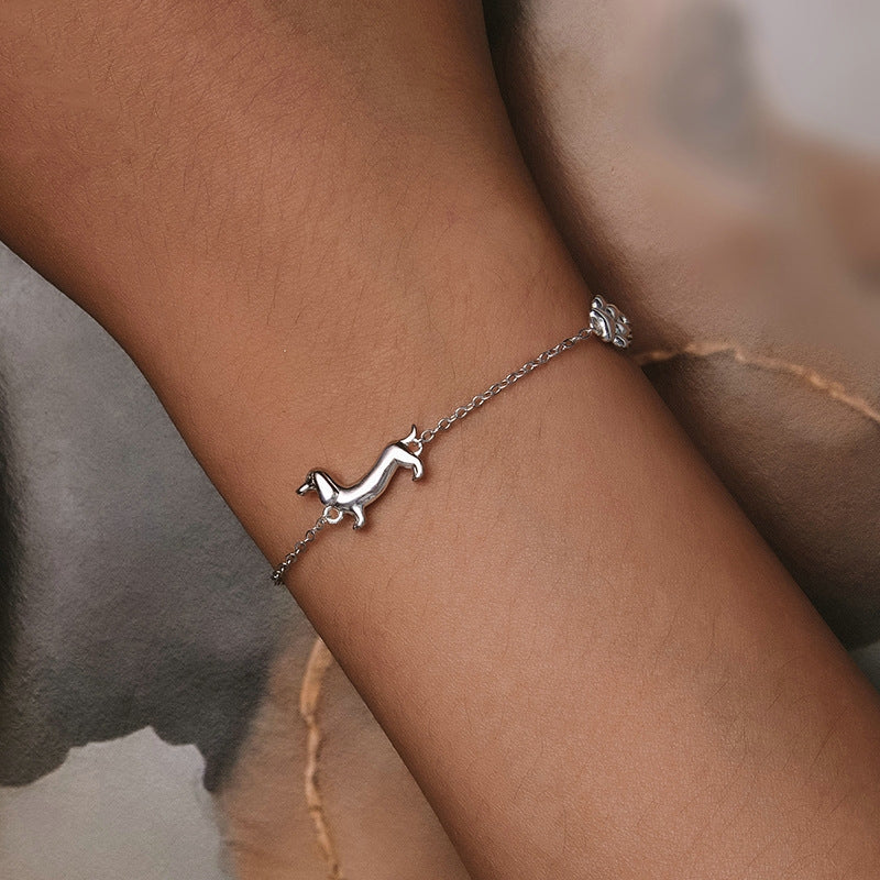 Simple Cute Animal Dog S925 Sterling Silver Bracelet