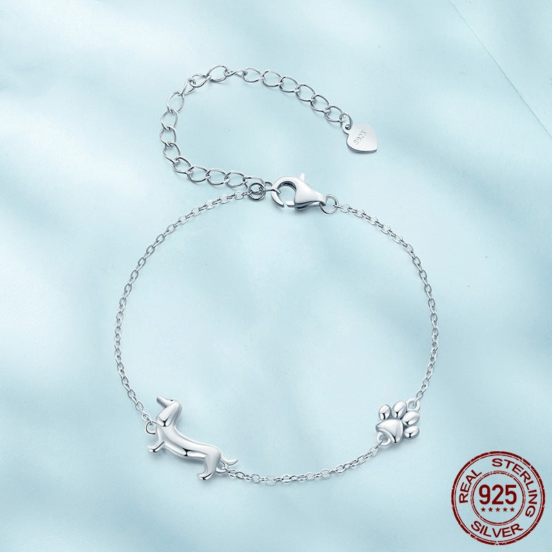 Simple Cute Animal Dog S925 Sterling Silver Bracelet