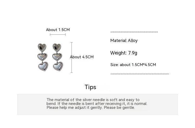 Silver Heart-shaped Women's Earrings