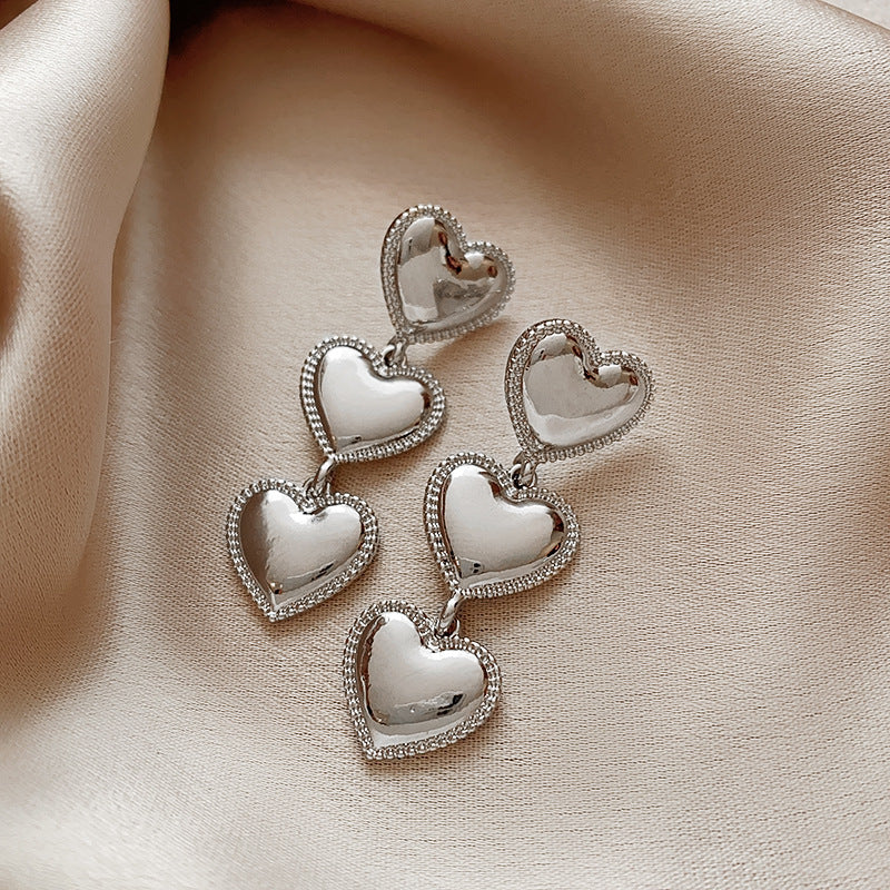 Silver Heart-shaped Women's Earrings