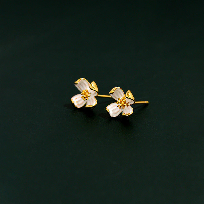 Vintage Flower Earrings Hong Kong Style French Style Temperament