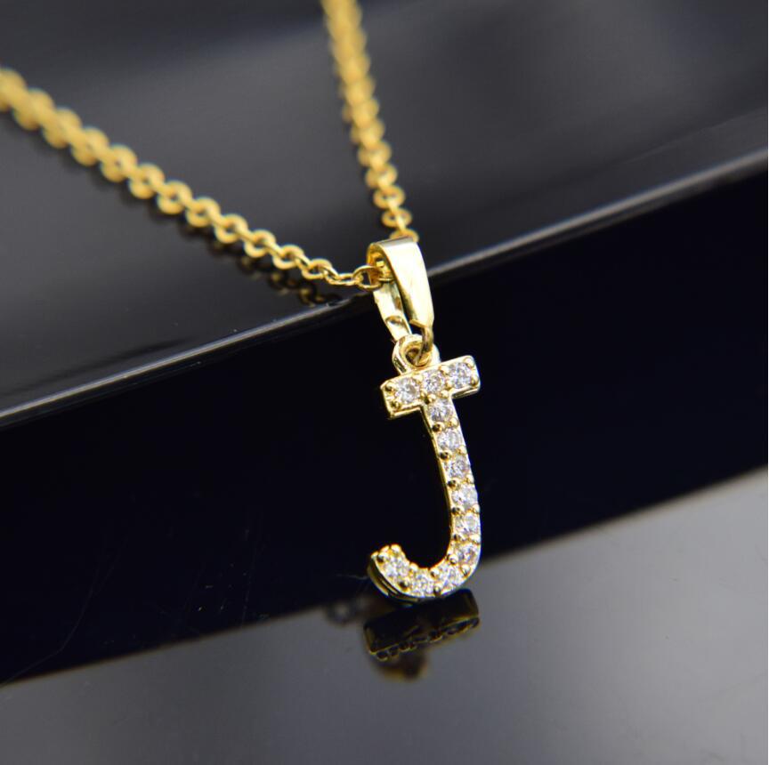 Gold-plated brass necklace Letter J