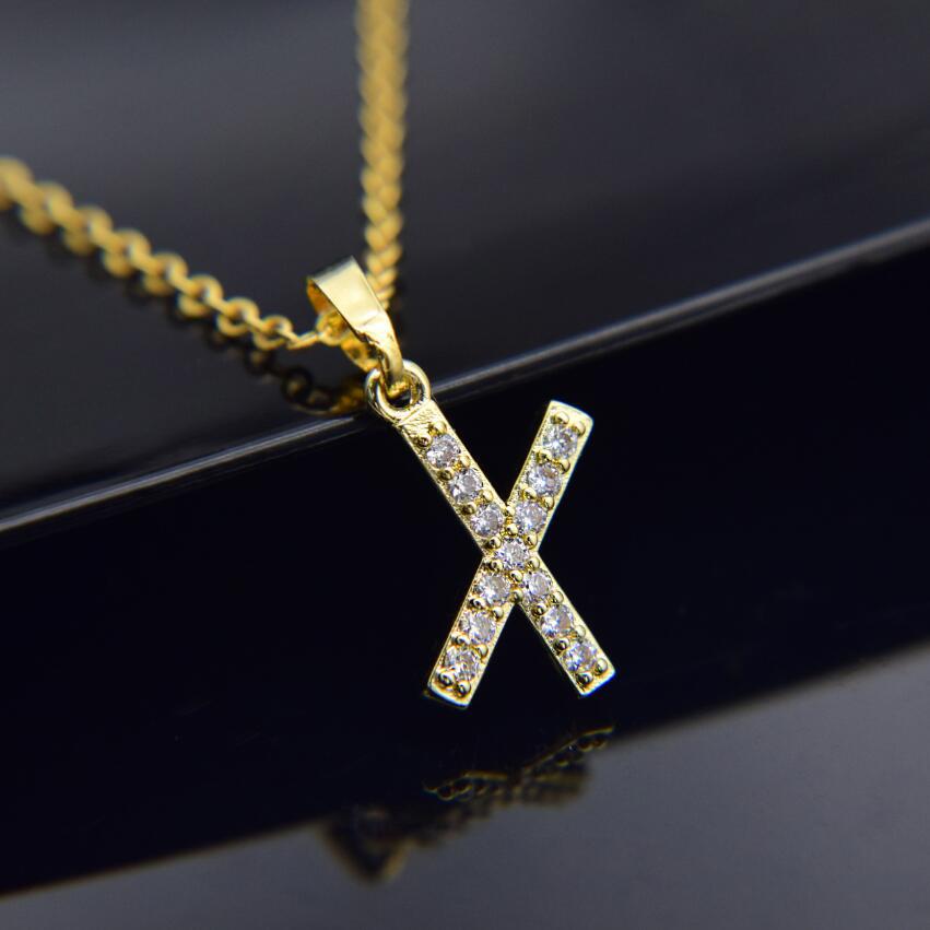 Gold-plated brass necklace Letter X