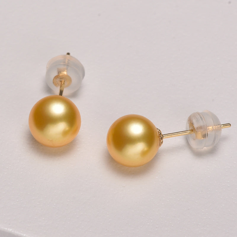 Small Bulb 18k Gold Pearl Stud Earrings