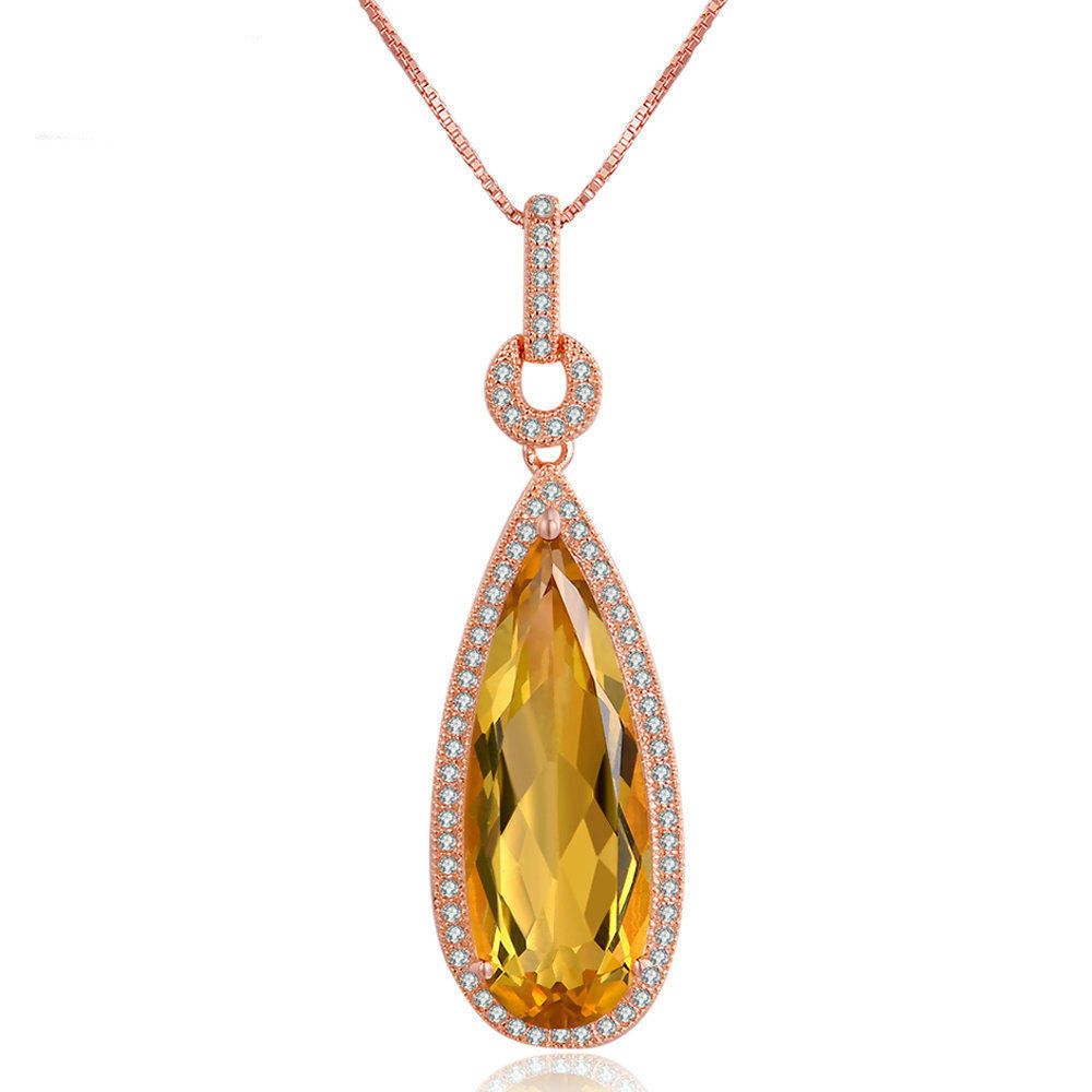 Citrine Rose Gold Pendant Necklace