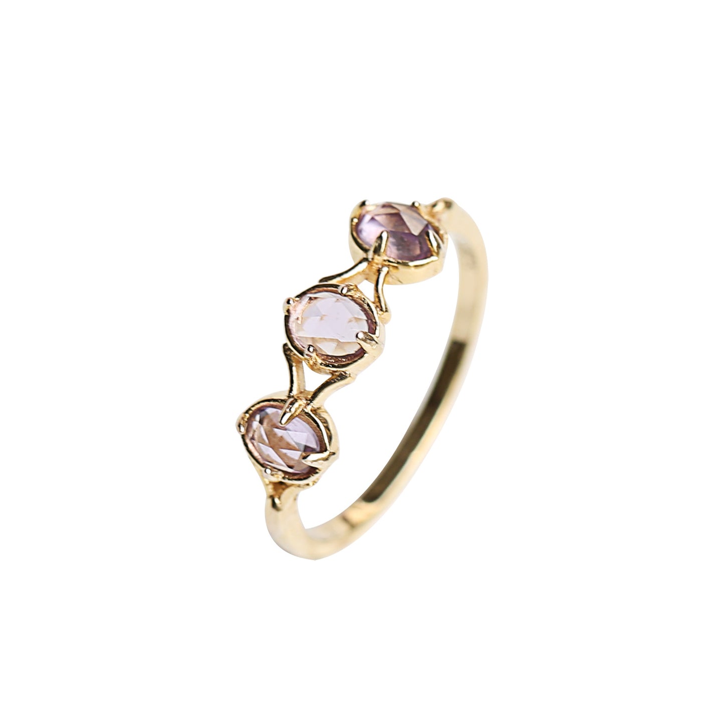 Rose Gold Cut 925 Sterling Silver Ring Amethyst Ring