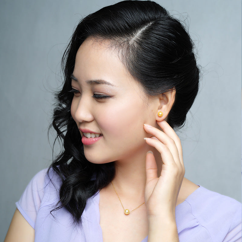 Small Bulb 18k Gold Pearl Stud Earrings