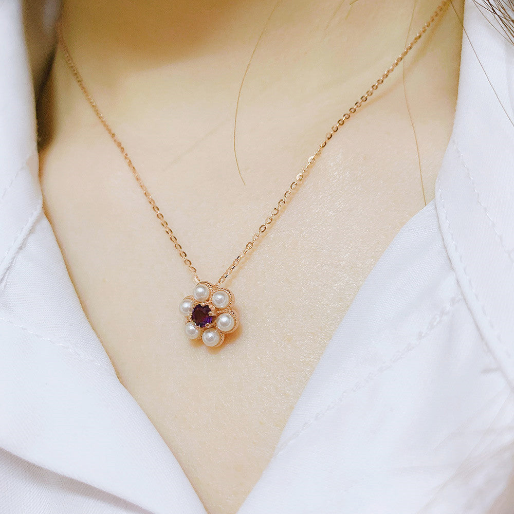 Rose gold plum necklace