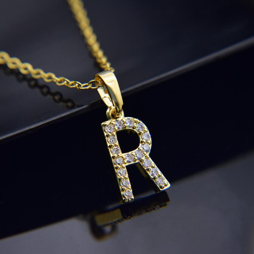 Gold-plated brass necklace Letter R