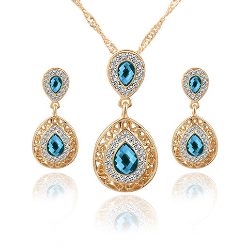 Earrings and Necklace Set Combination Blue