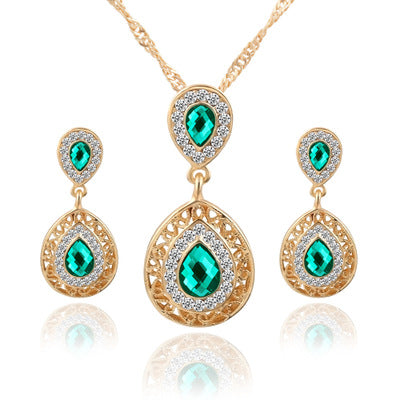 Earrings and Necklace Set Combination Green