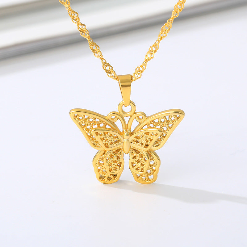 Gold Cutout Butterfly Necklace Gold