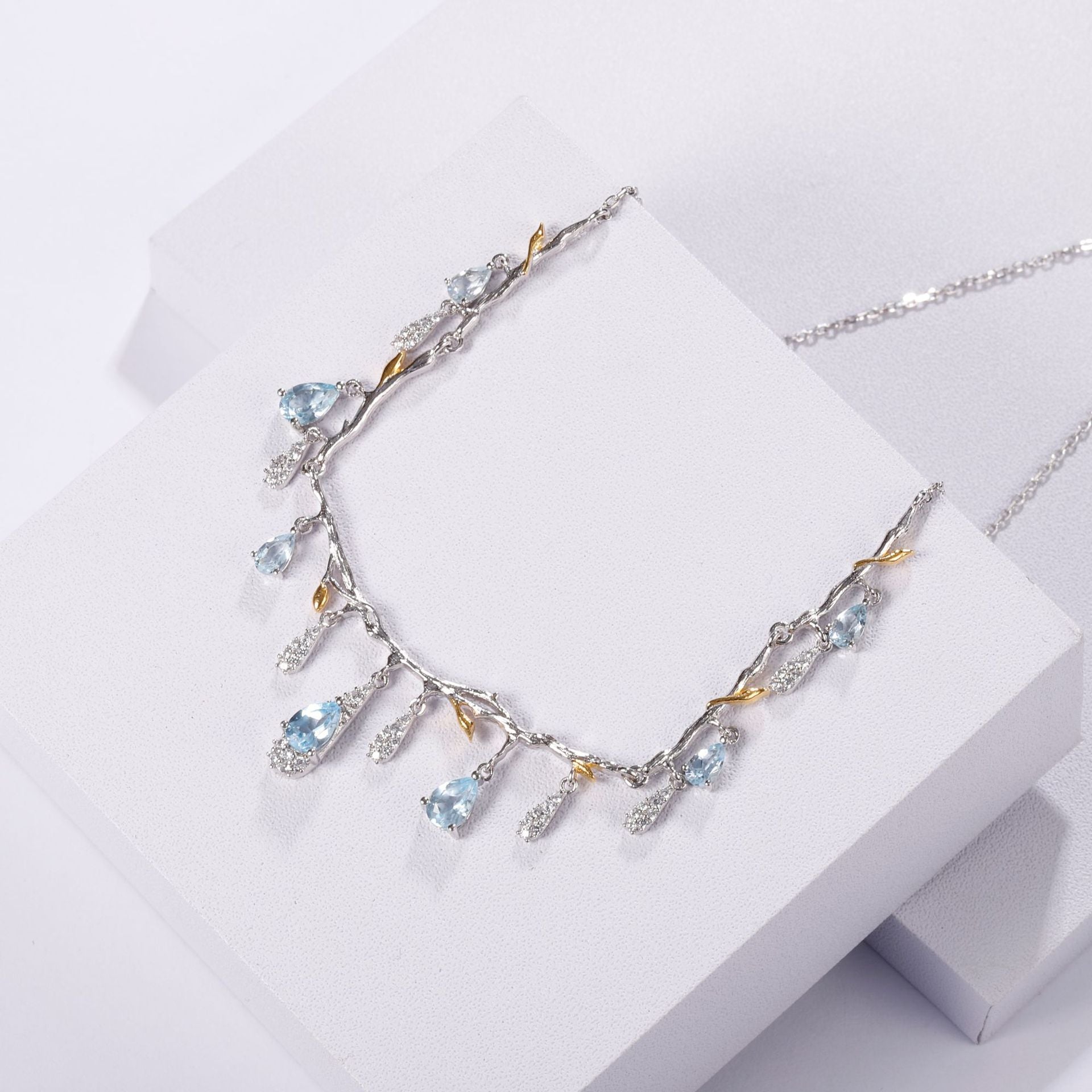 S925 Silver Natural Topaz Necklace