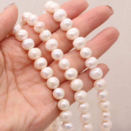 Natural Freshwater Pearl Punch Bead String White 9to10mm