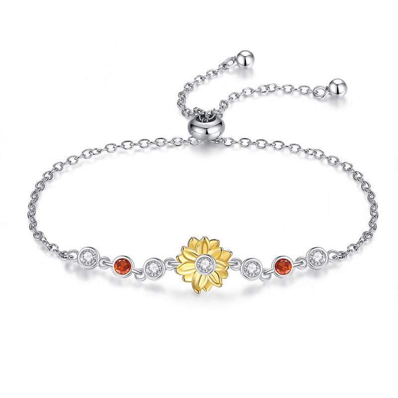 Ornament Minority Fashion High-grade Magic Eye Notes Sunflower K Gold Horseshoe Bracelet Sunflower Red