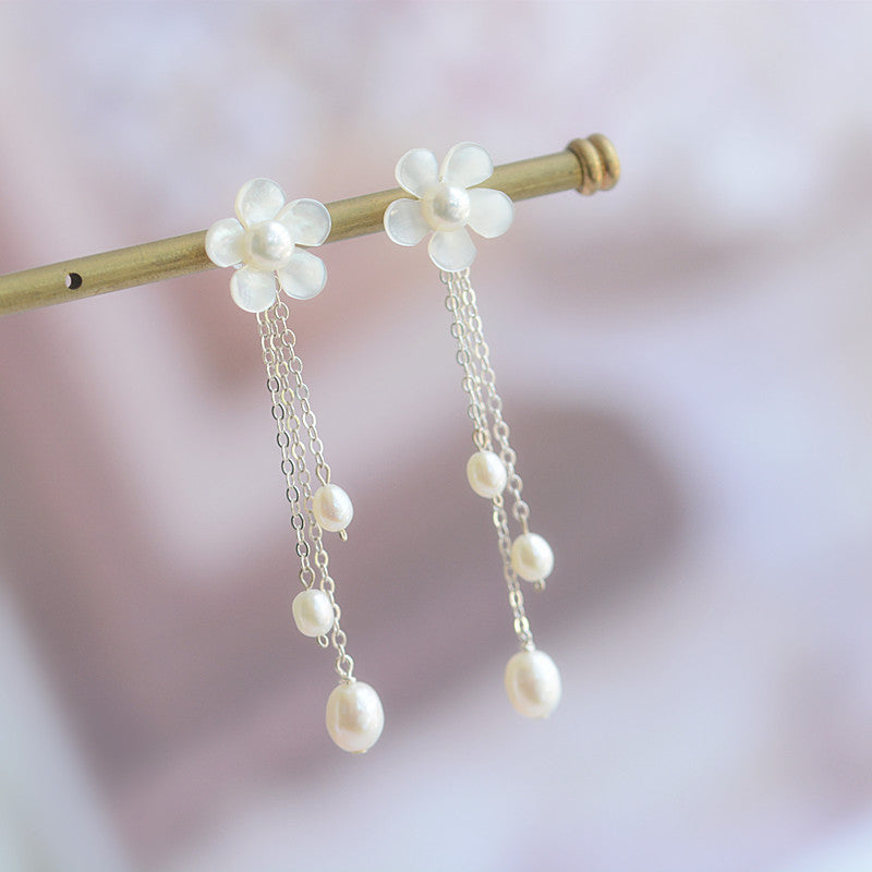 Fresh Elegant White Lip Bells Of Ireland Earrings White