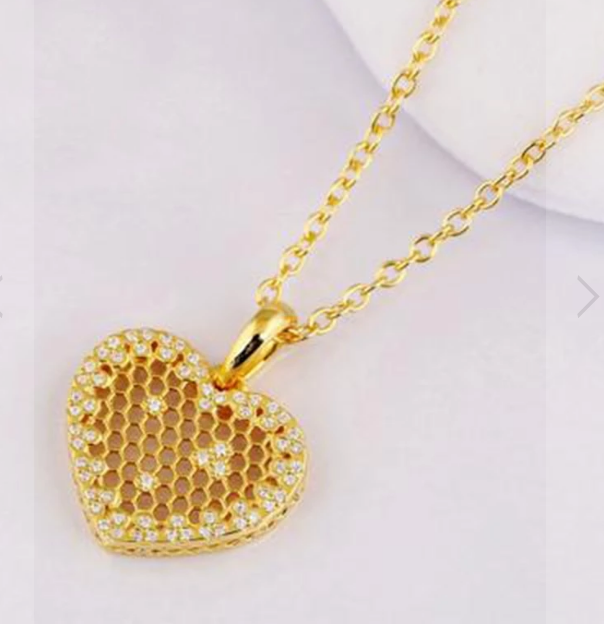 Gold Honeycomb Necklace Pendant