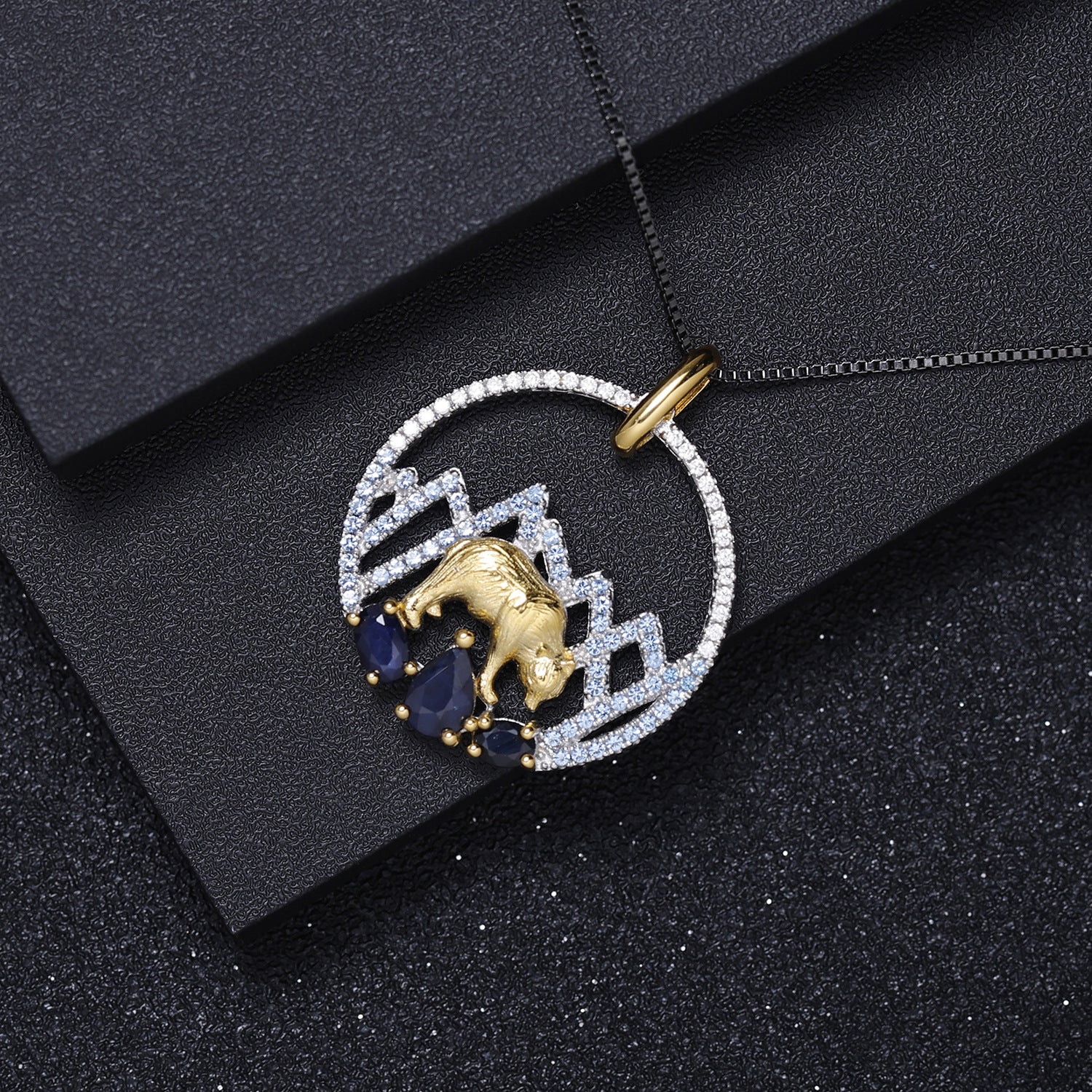 Fashion 925 Silver Inlaid Blue Necklace