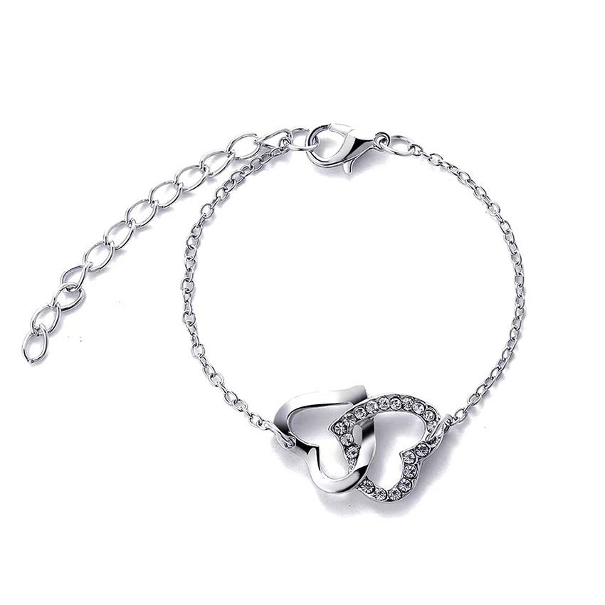 Simple Women Wear All-match Double Love Jewelry Suit Bracelet