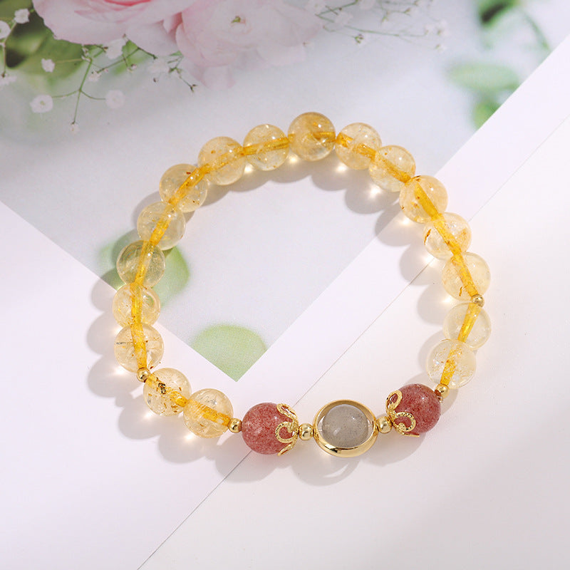 Women's Fashion Simple And Natural Gold Rutilated Quartz Bracelet