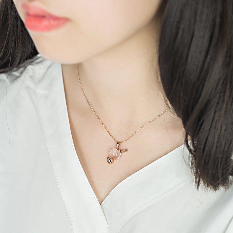 Rose gold rabbit necklace