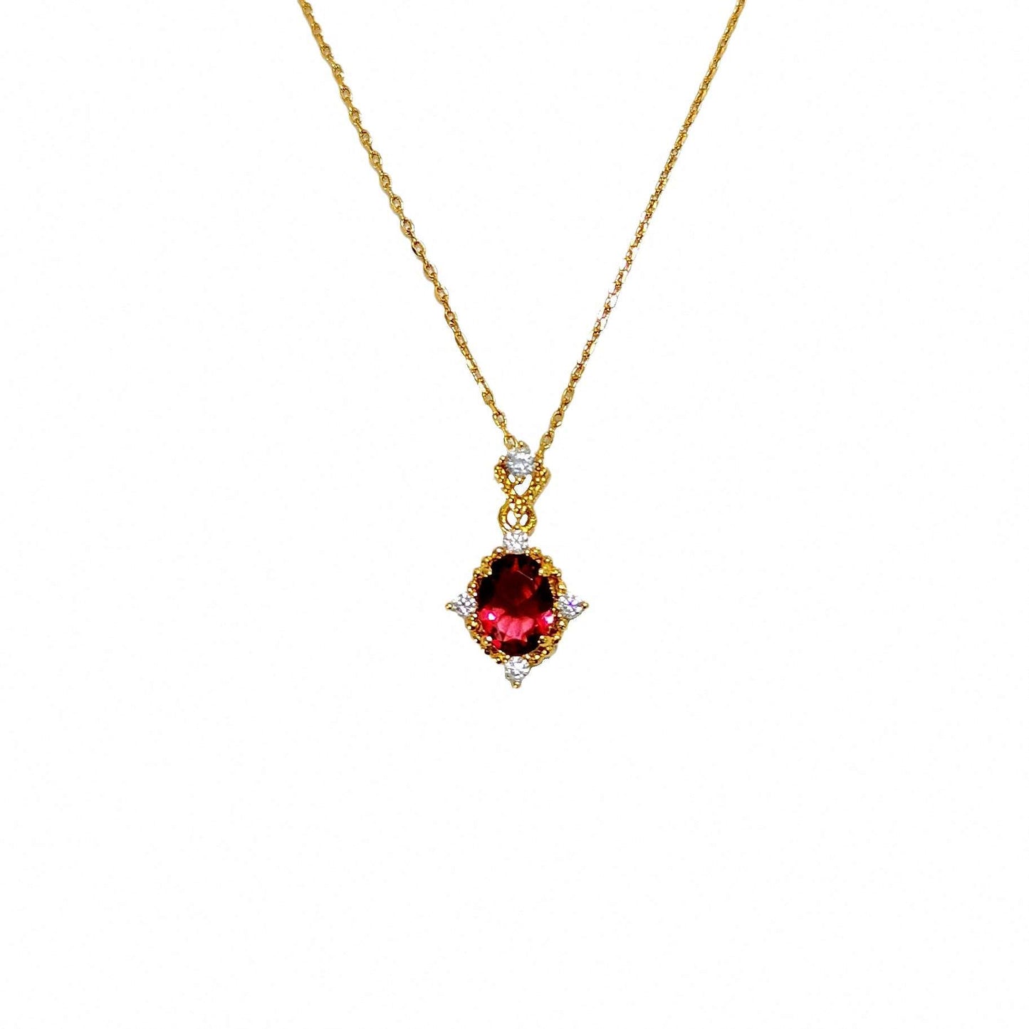 18K Gold Rouge Ruby Necklace Women's Vintage