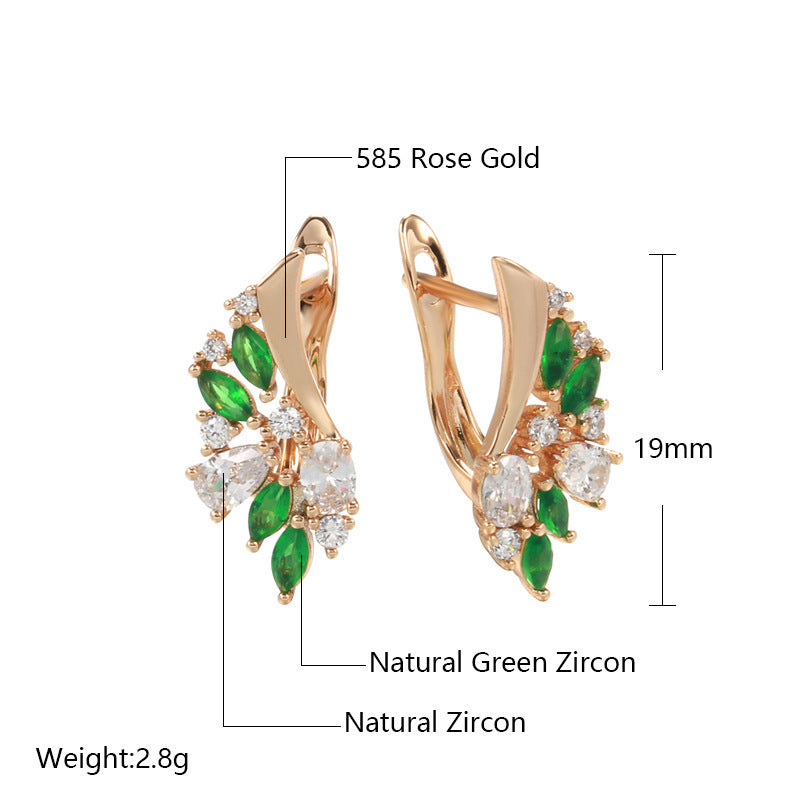 Fashion Rose Gold Earrings Sweet Floral