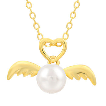 S925 Silver Pearl Pendant Women's Fashion Temperament Design Fetal Hair Angel Pendant