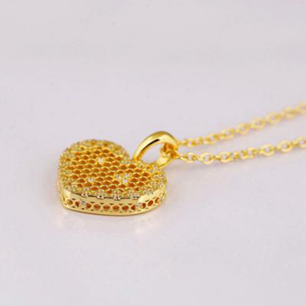 Gold Honeycomb Necklace Pendant