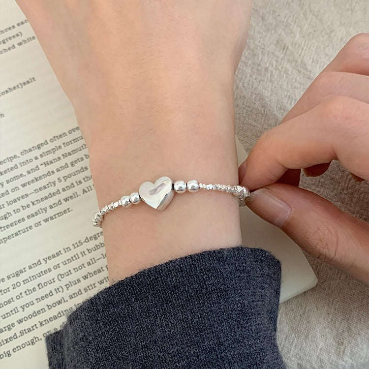 Sterling Silver Small Pieces Of Silver Heart Bracelet Female Niche