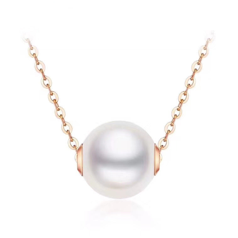 Pearl Clavicle Necklace Rose Gold