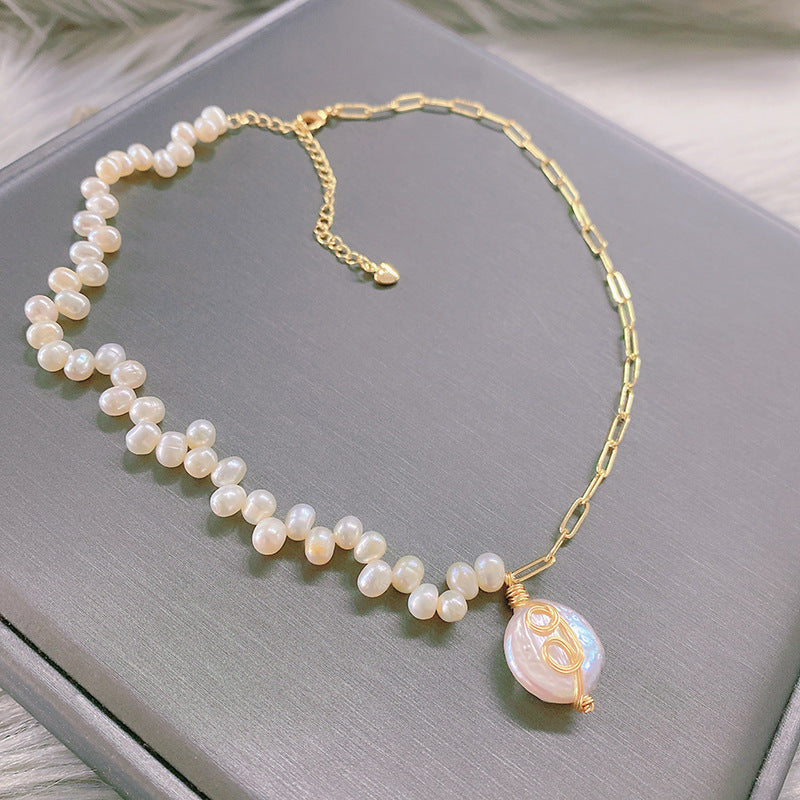 Freshwater Pearl Xiangyun Clavicle Chain 14K Gold