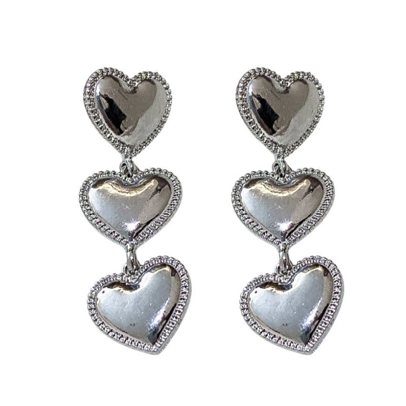 Silver Heart-shaped Women's Earrings