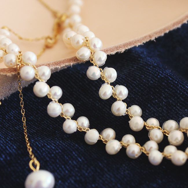 Hand-woven pearl necklace