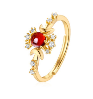 Sterling silver plated 9K gold ring Garnet