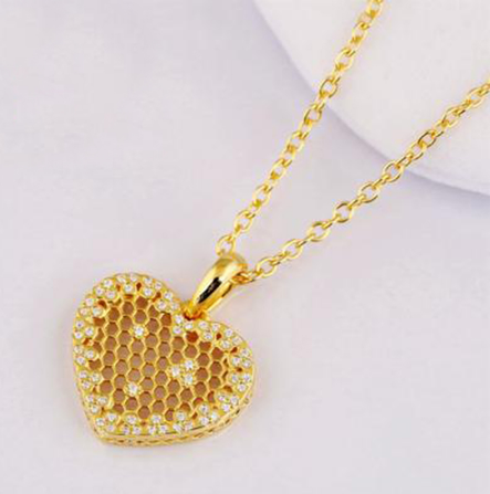 Gold Honeycomb Necklace Pendant Set