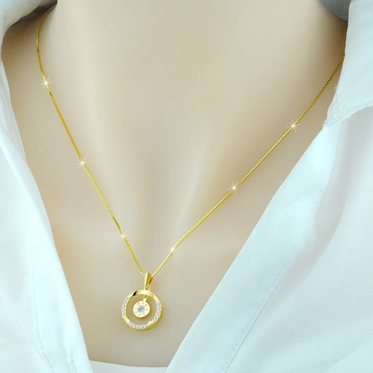 925 Sterling Silver 18k Yellow Gold Plated Rose Love Necklace Women Gold