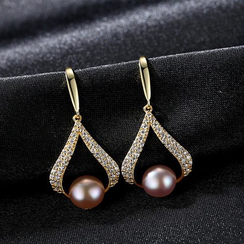 Electroplated 18K Gold And Silver Freshwater Pearls Golden Purple Pearl