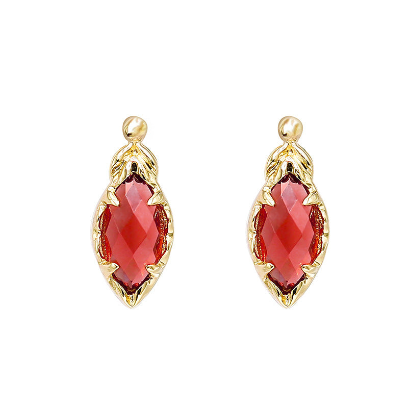 S925 Silver Plated 14K Gold Garnet Earrings Pomegranate earrings